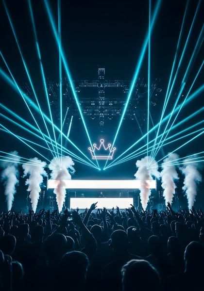 Show com lasers, efeitos de CO2 e grande público